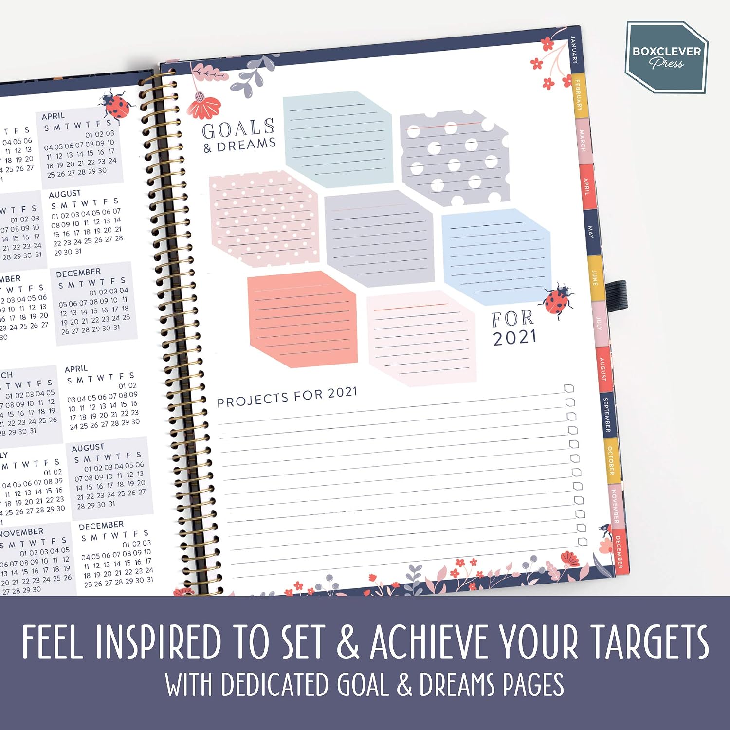 Boxclever Press 2021 Planner. Stunning 8.5 x 11 Weekly Planner runs Jan - Dec'21. Spacious Planner 2021 with Month Tabs, Dot Note Pages, Bill Trackers & Planner Stickers (Midnight Blue)