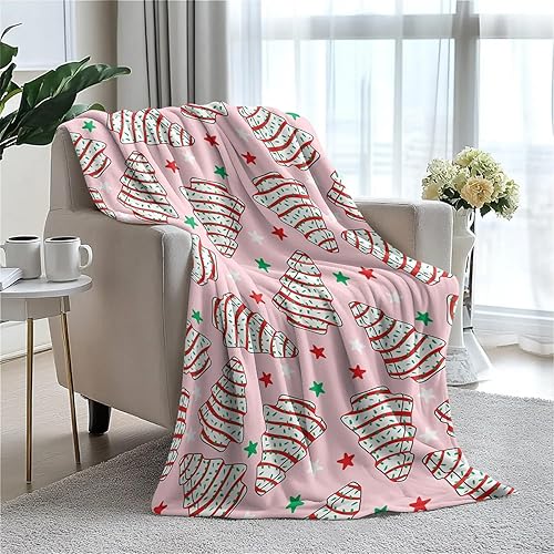 Christmas Tree Cake Throw Blanket Super Soft Christmas Prints Fleece Blanket, Holiday Theme Home Decor Fuzzy Warm and Cozy Throws for Winter Bedding, Couch and Gift,50"x 60"