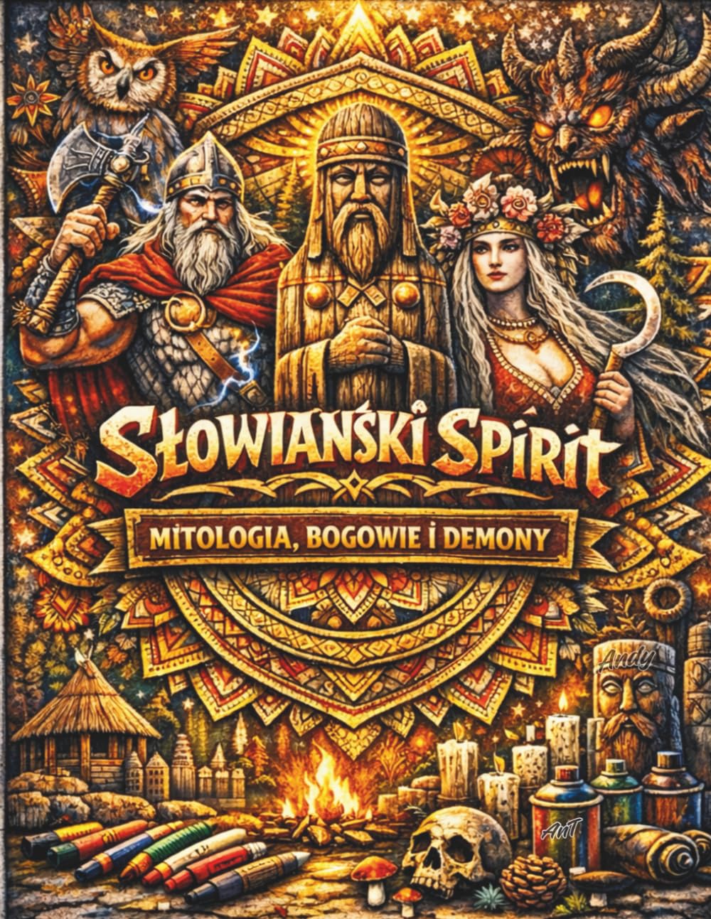 Słowiański Spirit: Mitologia, Bogowie i Demony: 50 Kart Bestiariusza w Stylu Graffiti Mandala | Antystresowy Relaks z Pradawną Magią | Ultra-Grube Linie pod Markery i Cienkopisy