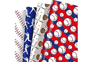 12 Sheets Baseball Wrapping Paper