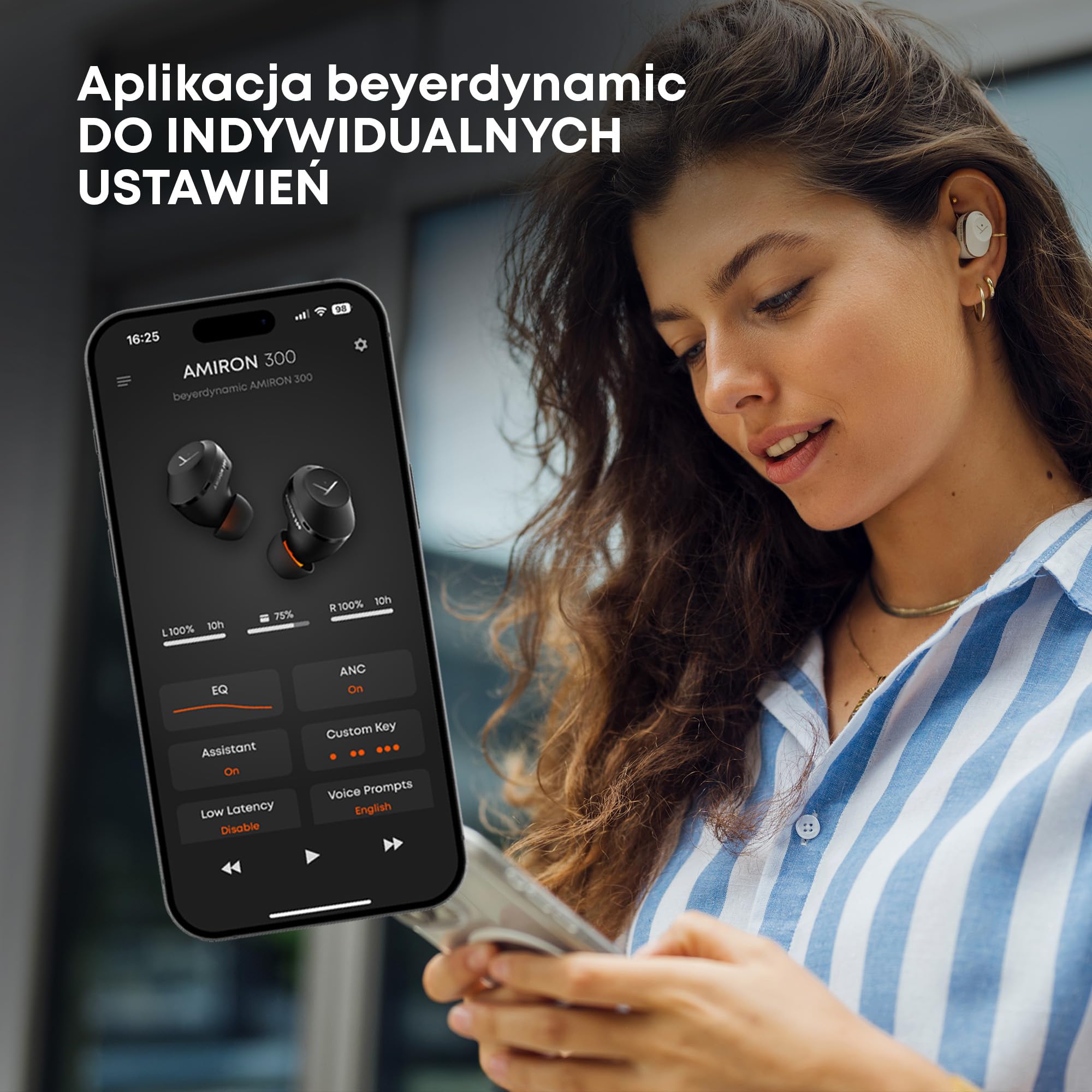 beyerdynamic AMIRON 300 Prawdziwie bezprzewodowe słuchawki z aktywną redukcją szumów i trybem transparentności, czarne, douszne, Bluetooth, 38-godzinny czas pracy baterii