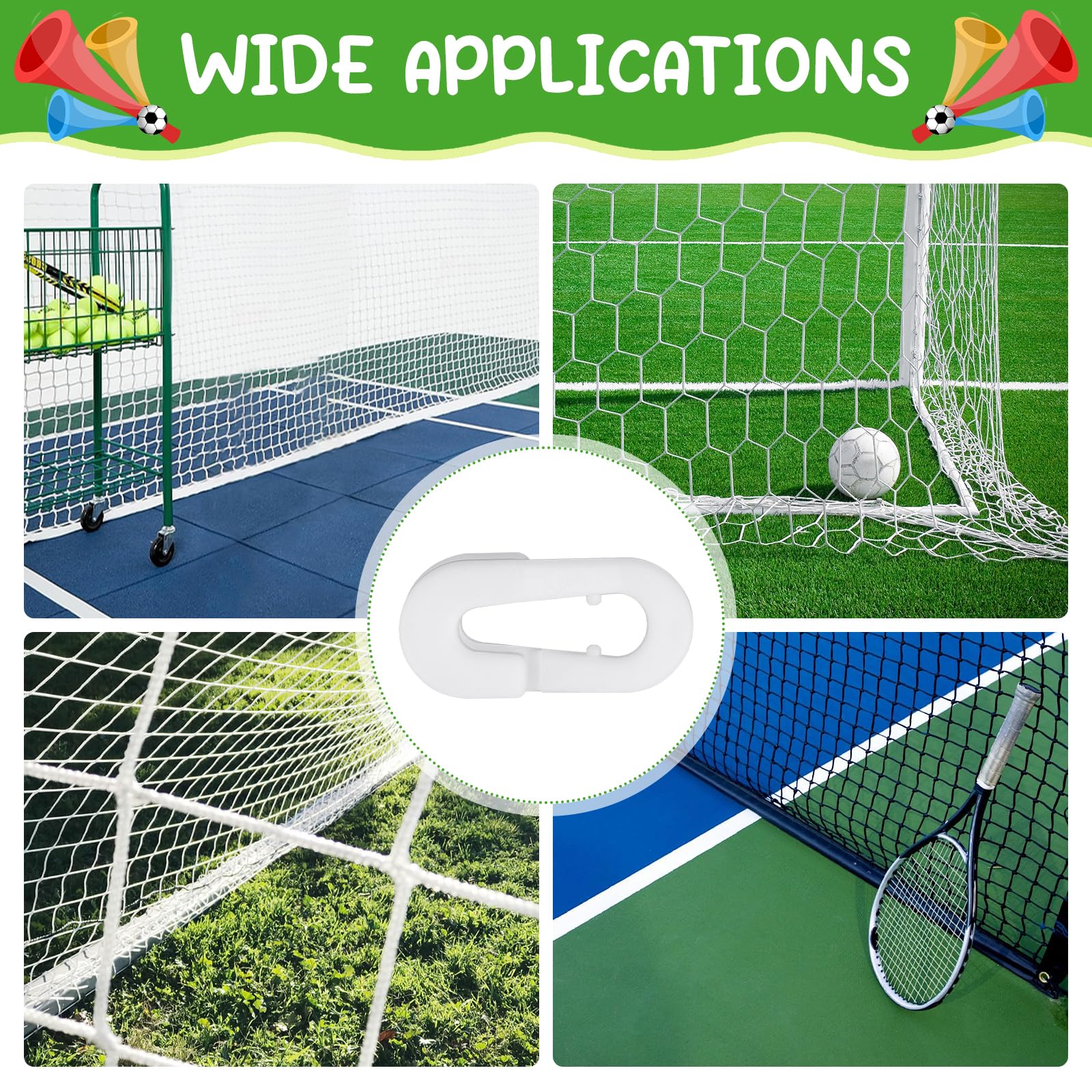 20 Pezzi Bianco Clip Fissaggio Rete Ombreggiante, Clip in Plastica per Tessuto Ombreggiante, Affidabile Clip Speciali con Occhiello, Riciclabile Clip per Reti da Calcio Badminton Tennis Sports