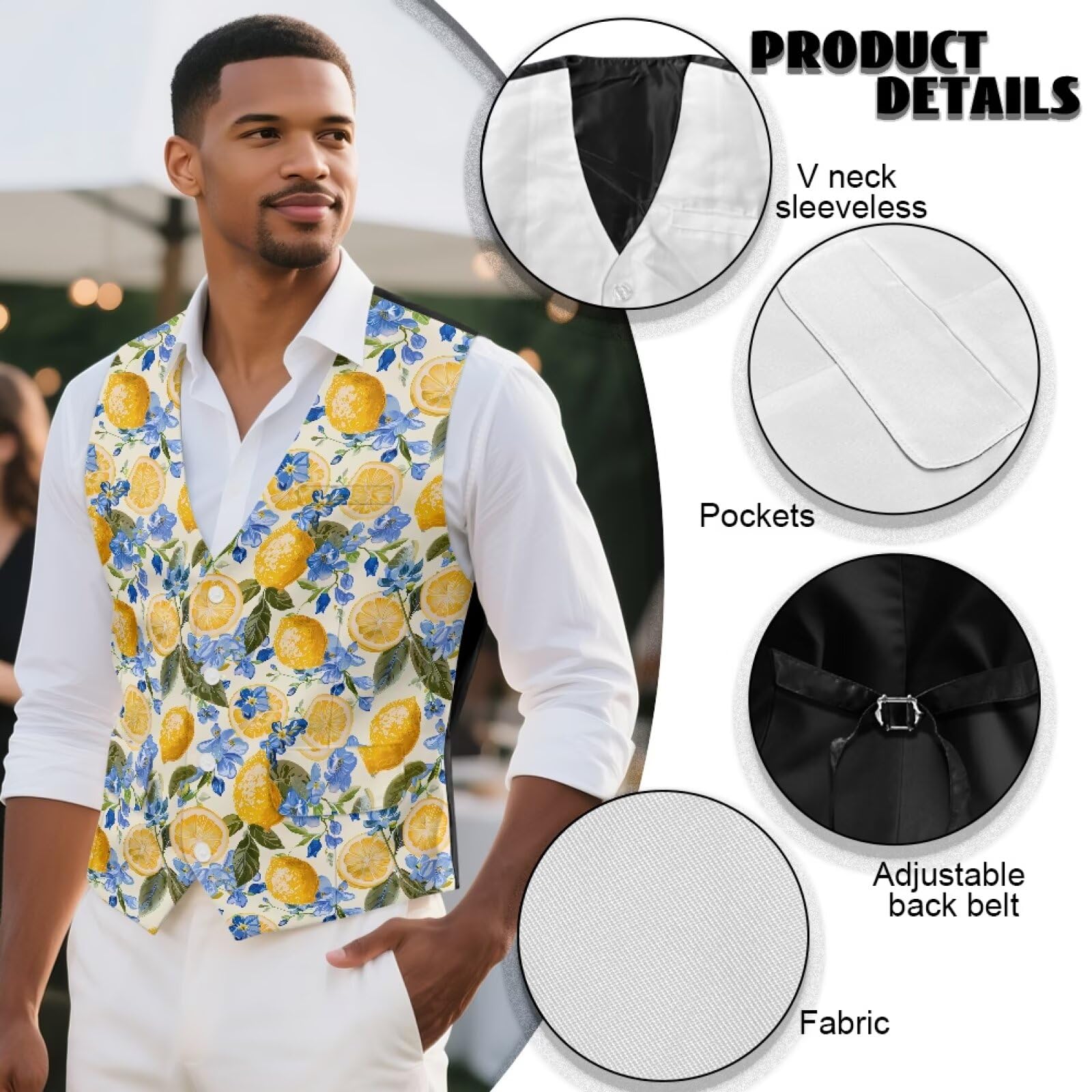 Biyejit Gilet de costume classique pour homme - Veste sans manches pour mariage - Veste sans manches pour smoking - Taille S à 4XL
