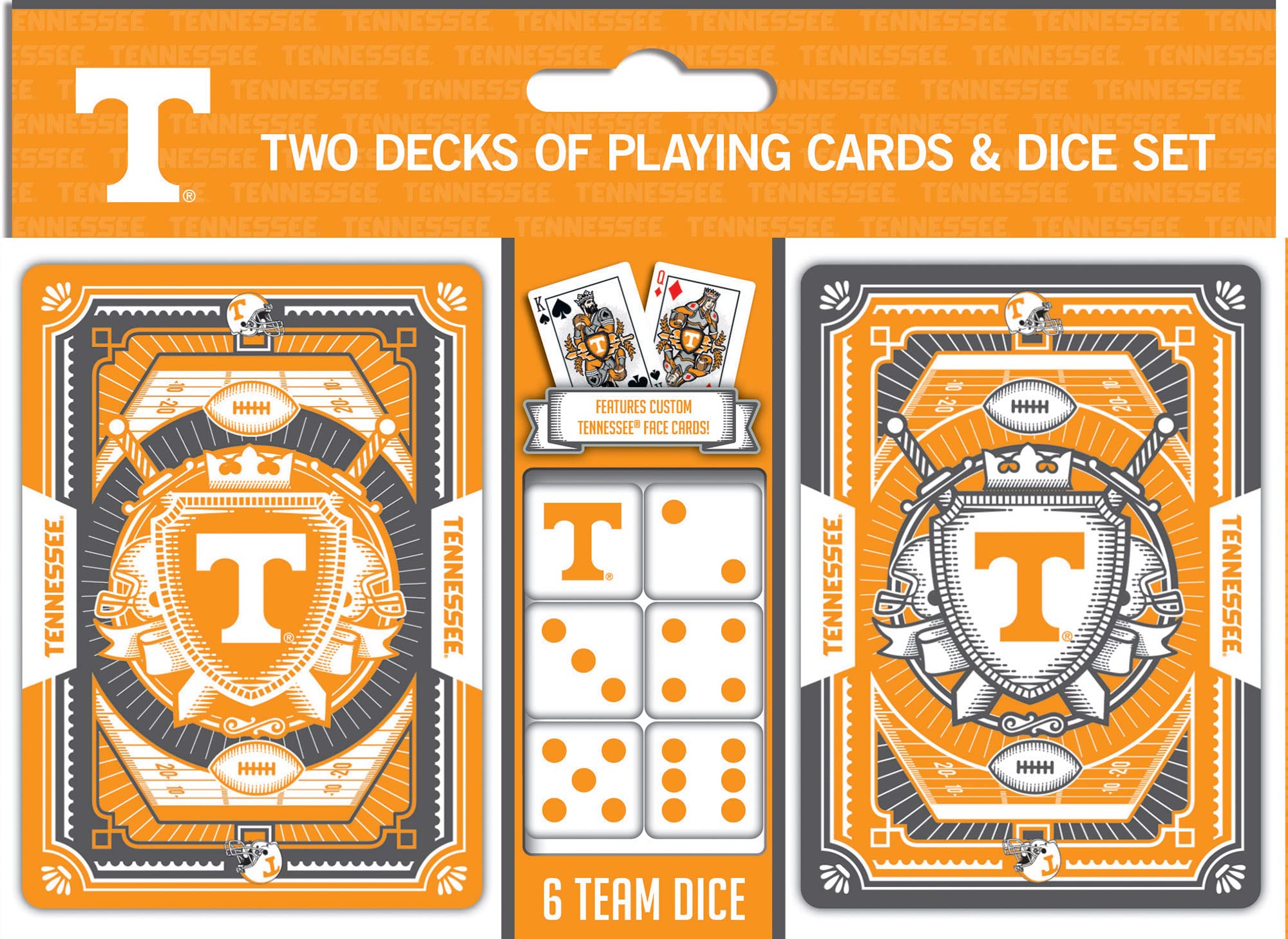 Masterpieces Game Day - NCAA Tennessee Volunteers 2-Pack Playing Cards &amp; Dice Pack - Officially Licensed Set for Adults and Family