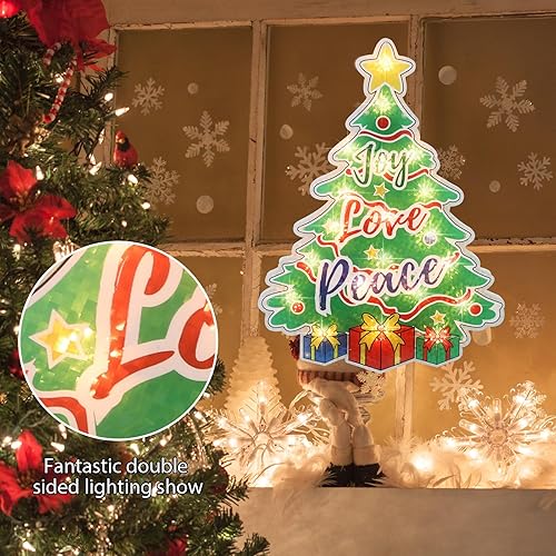 Miniatura 23 de LAMPHOME Silueta de ventana de Navidad con forma de copo de nieve de 17 pulgadas, 20 L, decoración para fiestas, hogar, patio, césped, jardín