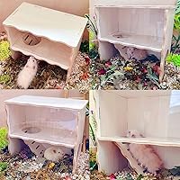 Vista 5 de Hámster de doble piso, cabaña de hámster de madera, escondite de hámsters sirios con panel acrílico para una observación clara, casa de ratón