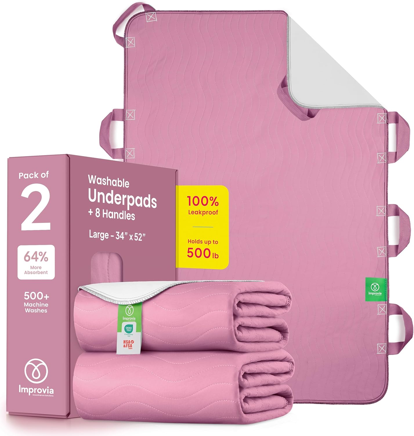 Improvia Positioning Bed Pad Pink Pack of 2