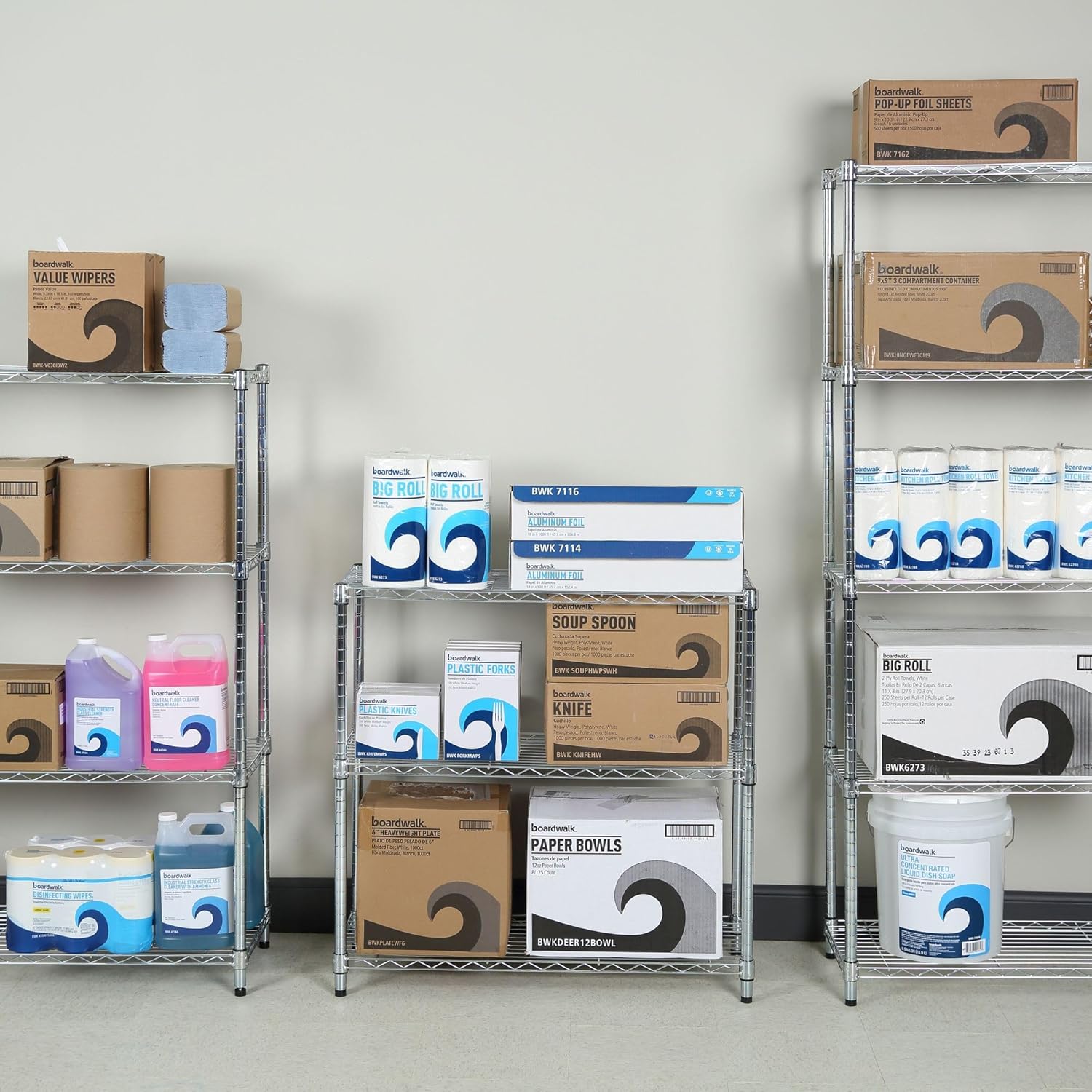 Silver Steel 36" Three-Shelf Wire Shelving Unit