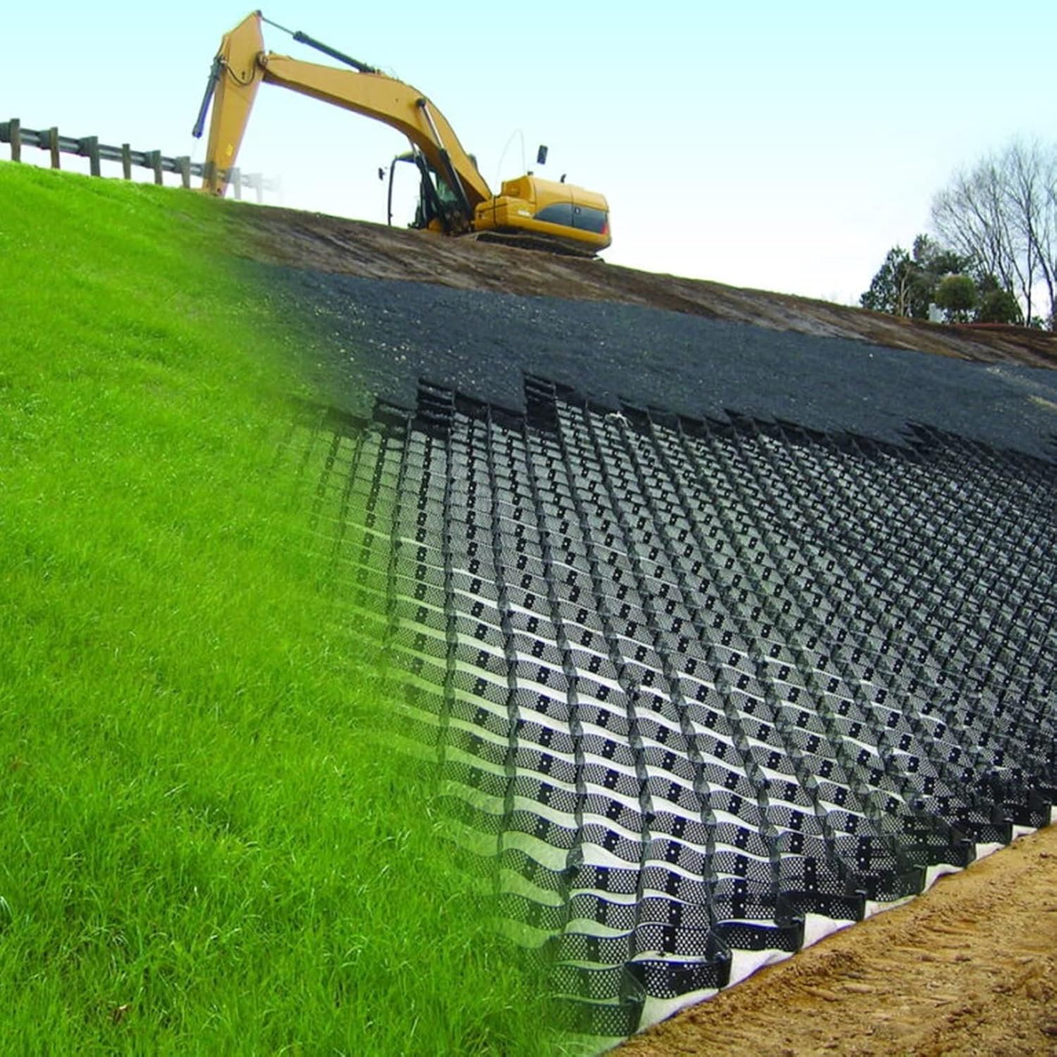 Gravel Ground Grid for Parking Pad Garden Permeable Paver Support, Polyethylene HDPE Geogrid 5cm, 3600 Kg Tensile Strength, with Drain Hole (Size : 6m x 10m (20ft x 33ft))