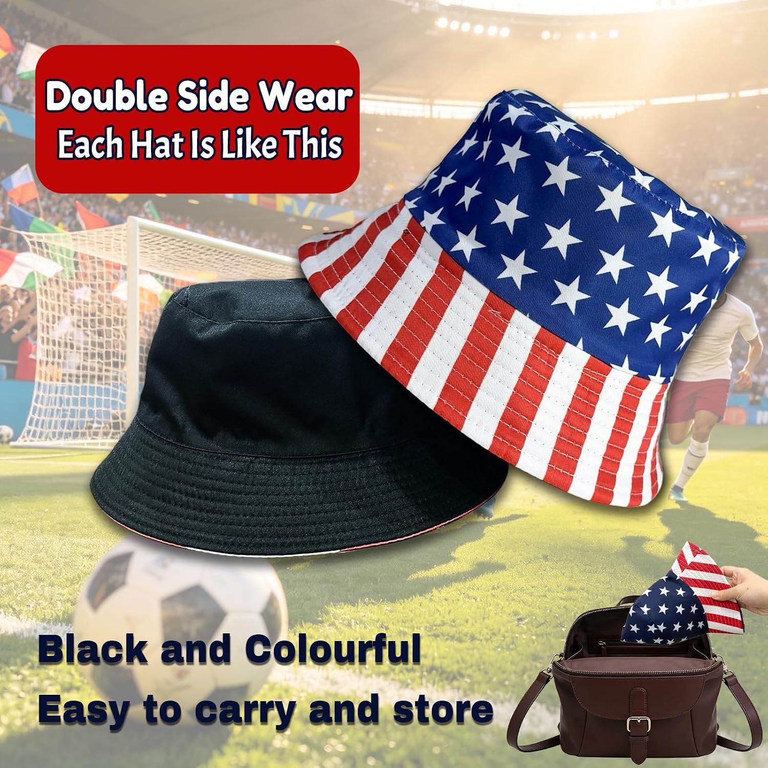 Bucket Hat with National Flag Hat Merchandise for Soccer Fans Gifts