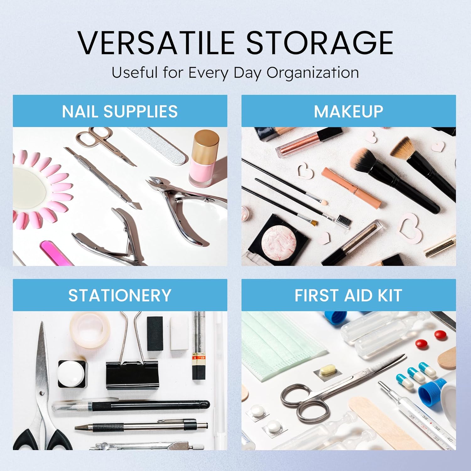 Beauticom Personal Box Storage Case for Professional Manicurist Nails Pedicure (Large Size) (10 Pieces, BLUE)