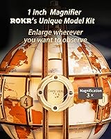 Vista 5 de ROKR Rompecabezas de madera 3D para adultos, rompecabezas de globo de madera con iluminación LED, kits de construcción de modelos, decoración