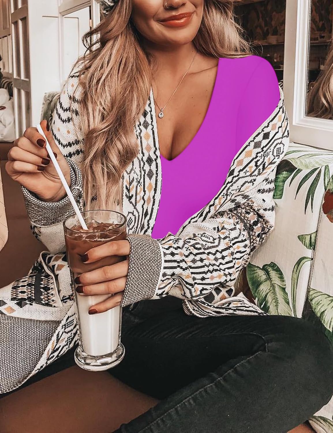 SAUNGKUAI Women's Plunge Deep V Neck Long Sleeve Bodysuit Double Lined Thong Body Suit Shirt Tops - Image 9