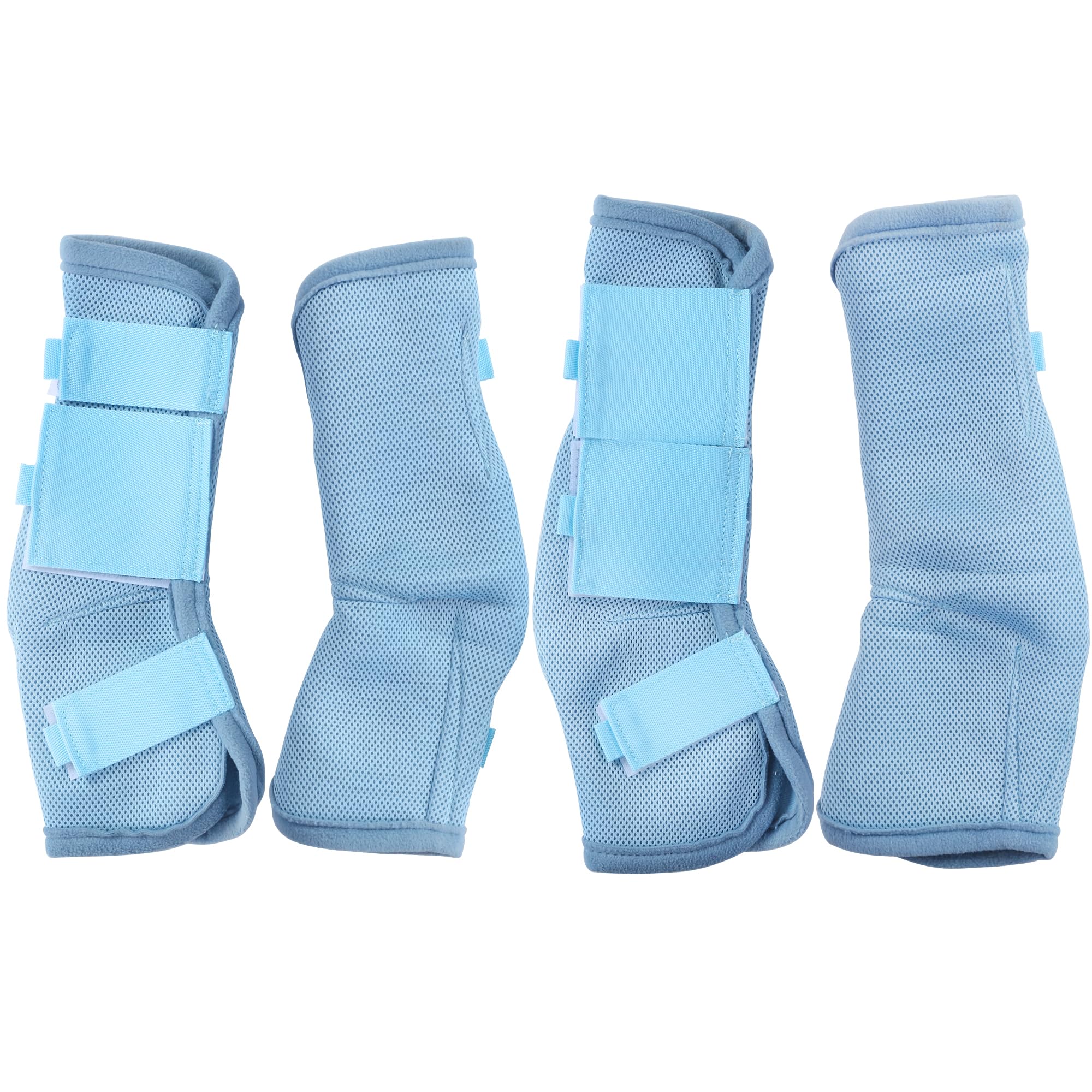 Gallopoff Horse Fly Boots Set of 4 - Soft & Comfort Mesh Travel Fly Leggings for Horses - Perfect for Field or Stable Light Blue Full