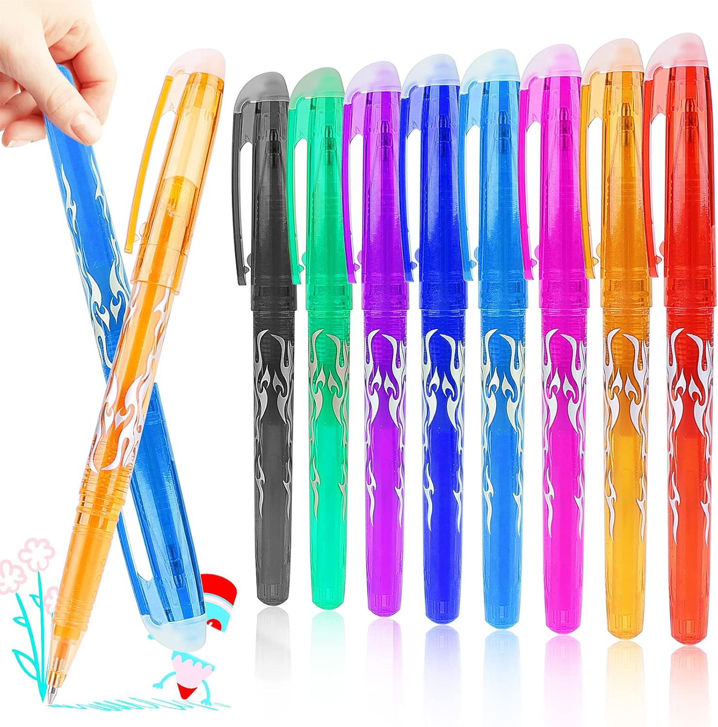 TIESOME 8 PCS Erasable Pens Black Gel Pens, Rub Out Pens Erasable Gel