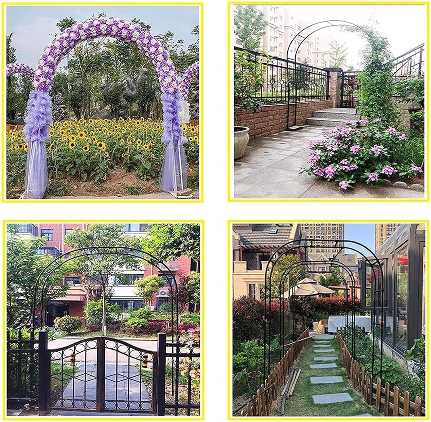 IBOWZ Metal Garden Arch Arbor Rose Arch,Heavy Duty Strong Tubular Arbor,for Climbing Plants,Vines,Lights and Flowers Support Archway