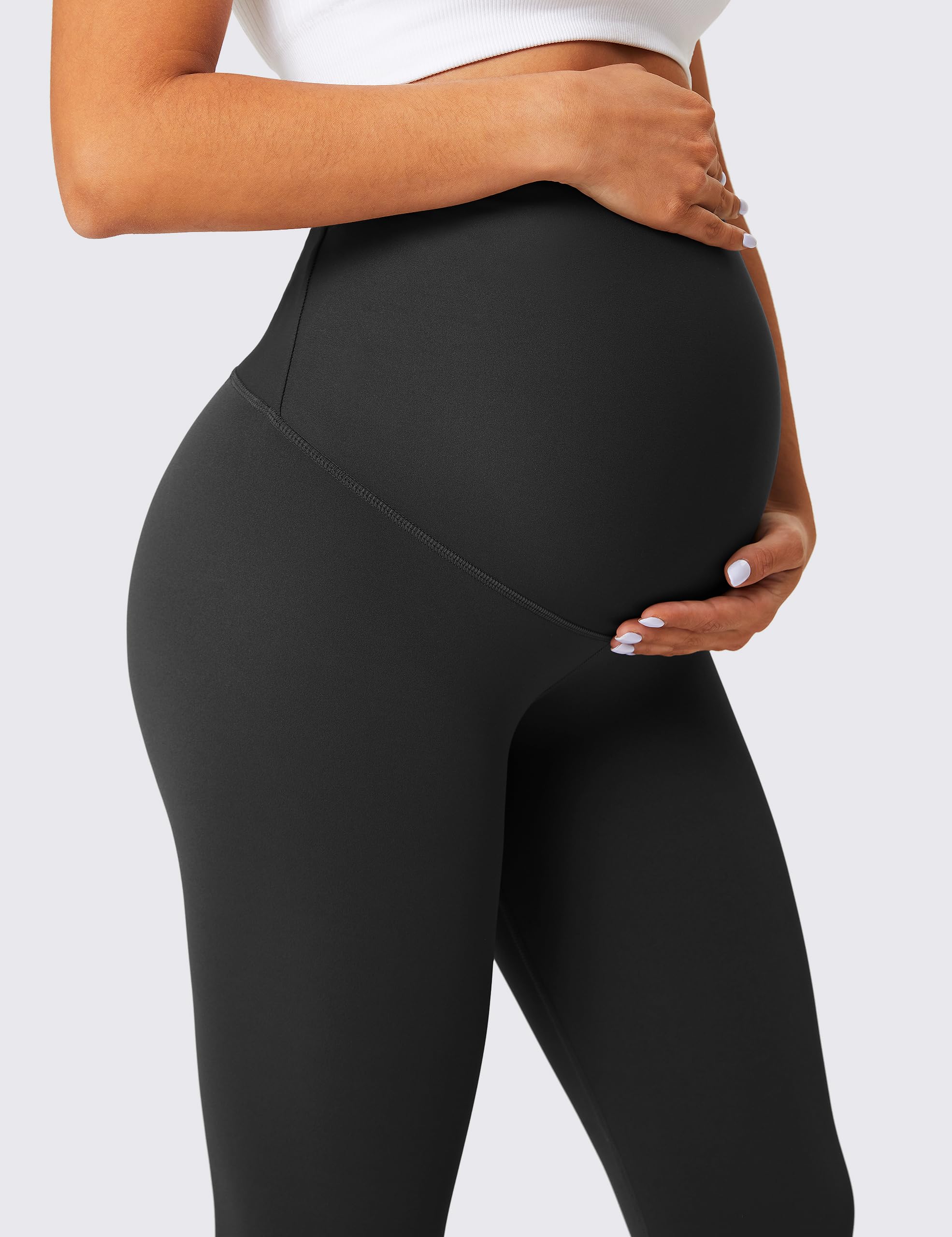 BAYDI Leggings de maternidad sobre el vientre, leggings deportivos con soporte para el vientre, leggings de entrenamiento para embarazo, pantalones de yoga suaves