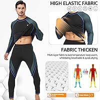 Vista 3 de UNIQUEBELLA Men's Thermal Underwear Sets Top & Long Johns Fleece Sweat Quick Drying Thermo Base Layer