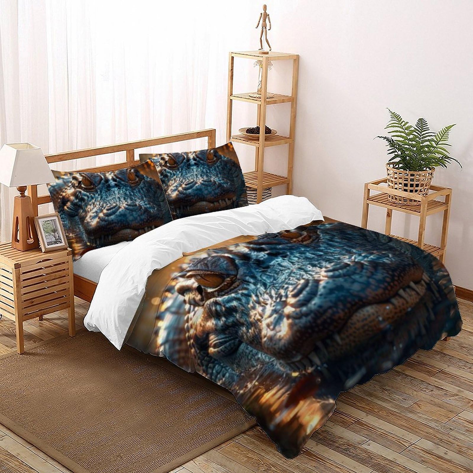 Housse de couette Super King fermeture éclair imprimé crocodile 3D