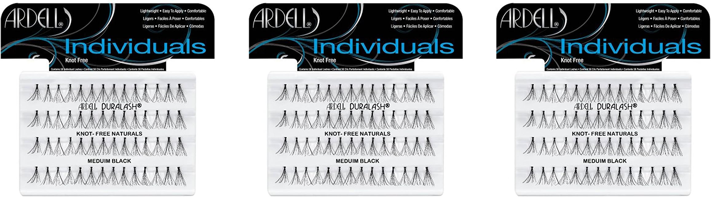 Amazon.com: Set of 4 Ardell Duralash Short Black Knotted Flare Trio ...