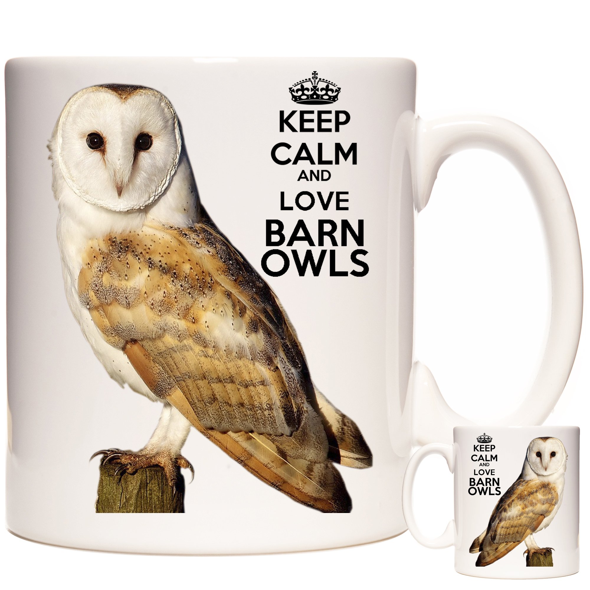 Kazmugz White Barn Owl Mug, Ceramic, Keep Calm And Love Barn Owls