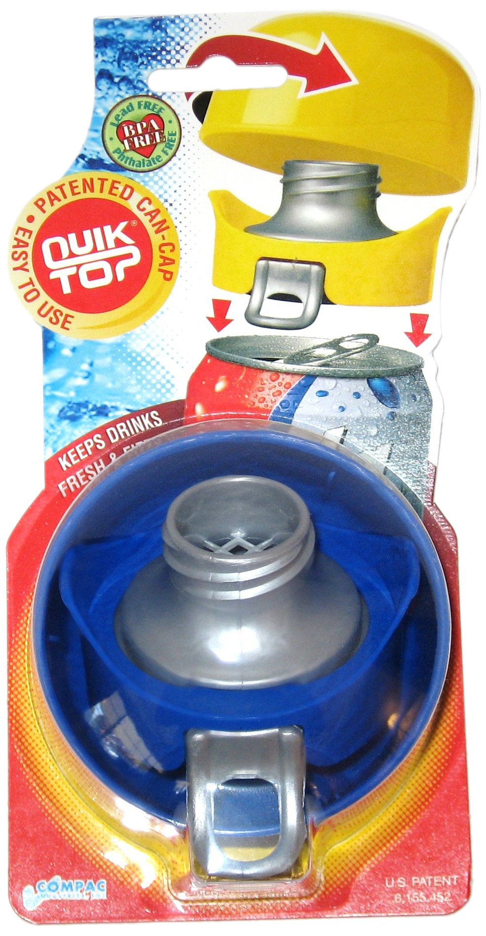 Compac Compac Quiktop Can Cap, Red, Keep Drinks Fresh & Fizzy - Turn Cans Into Bottles (Pack of 3)