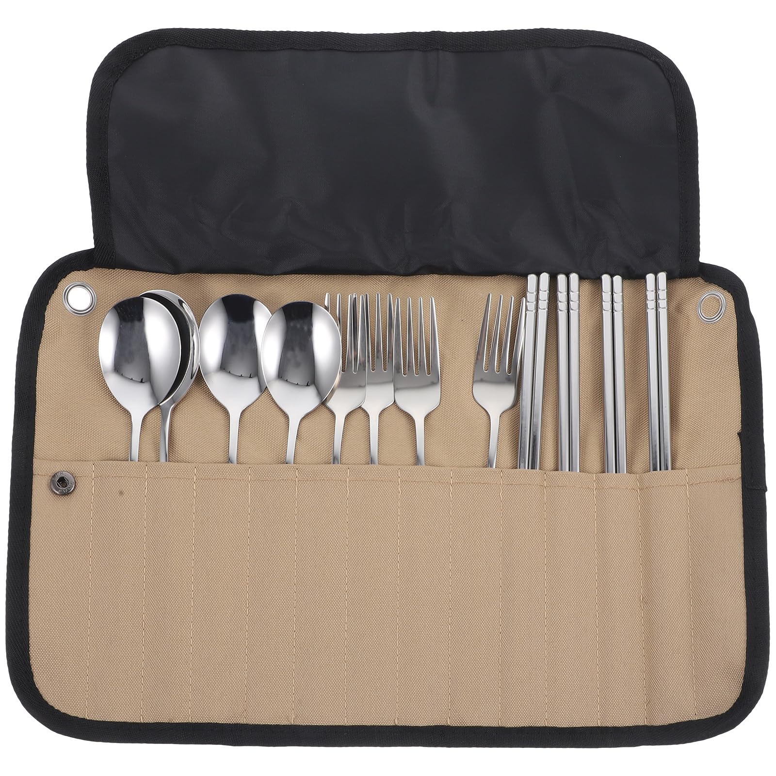Ciieeo Campingbesteck Satz Nylon mit Tragetasche Leichtes Picknickbesteck für Outdoor Camping Wandern und Grillen Spülmaschinenfest Multifunktional und Kompakt