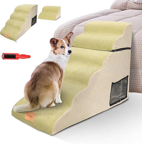 Lesnox Escalerasescalones para perros, 6 niveles antideslizantes para mascotas con cubierta impermeable, escalera diversificada para perros pequeños