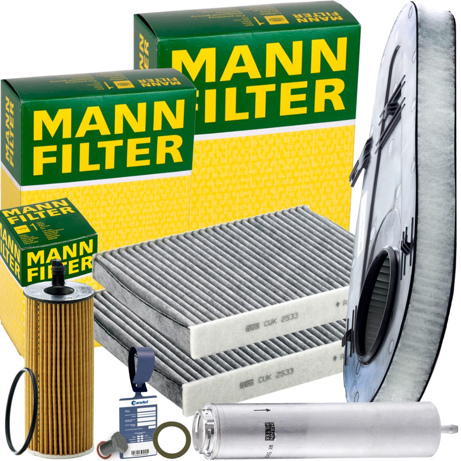 Mann Filter Inspektionspaket | C51001+CUK2533-2+HU6004X+WK5002X+220149S+MN1801 Kompatibel mit 5 (F10),5 Gran Turismo (F07),5 Touring (F11)