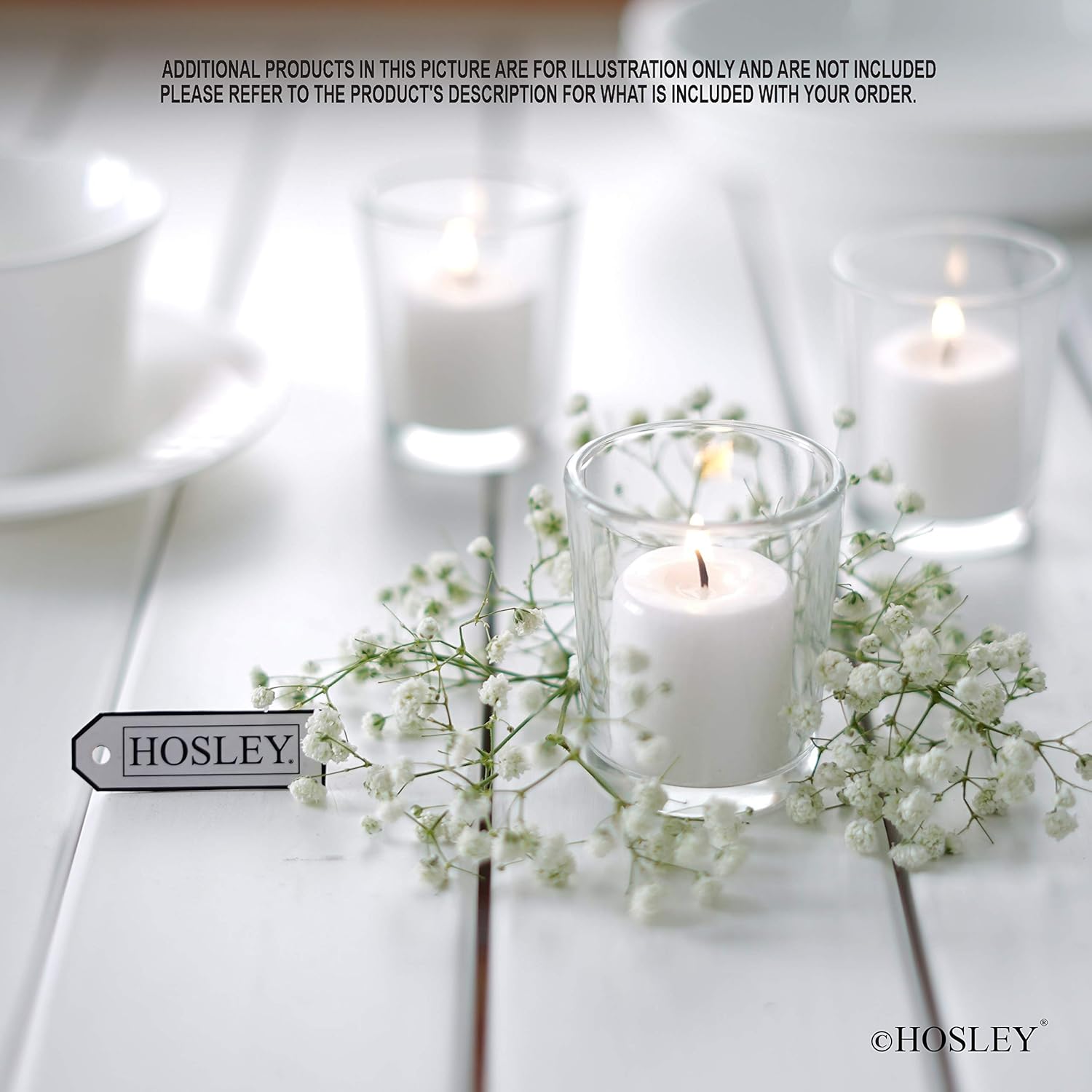 Hosley's Set of 144 Unscented White Votive Candles & Hosley Set of 12 Votive/Tealight Holders