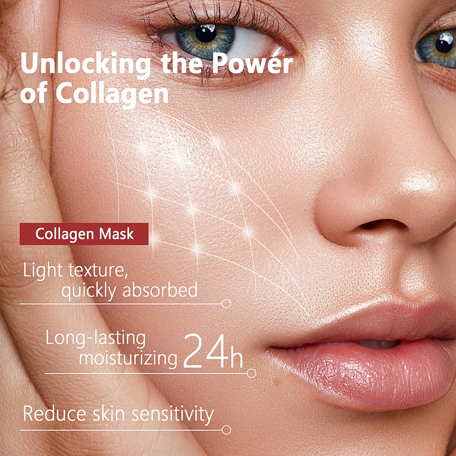 8 Pezzi Bio-Collagen Real Deep Mask, Bio Collagen Overnight Face Mask, Maschera Viso Coreana Overnight, Maschera Idratante, Migliora L'elasticità e Riduce le Linee Sottili, Tutti i Tipi di pelle