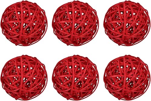 Miniatura 10 de MECCANIXITY 6 bolas de mimbre de ratán de 3.2 pulgadas, bolas decorativas de jarrón para bodas, fiestas, centros de mesa, cuencos para decoración