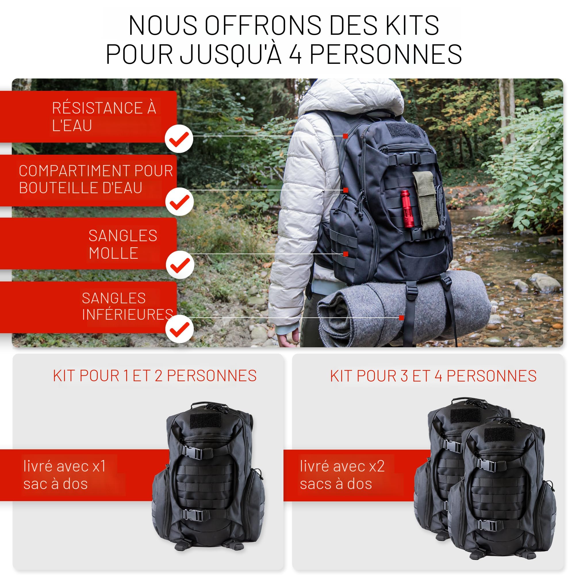 72 Hour Deluxe Emergency Kit - Sac à dos 1 personne Senegal