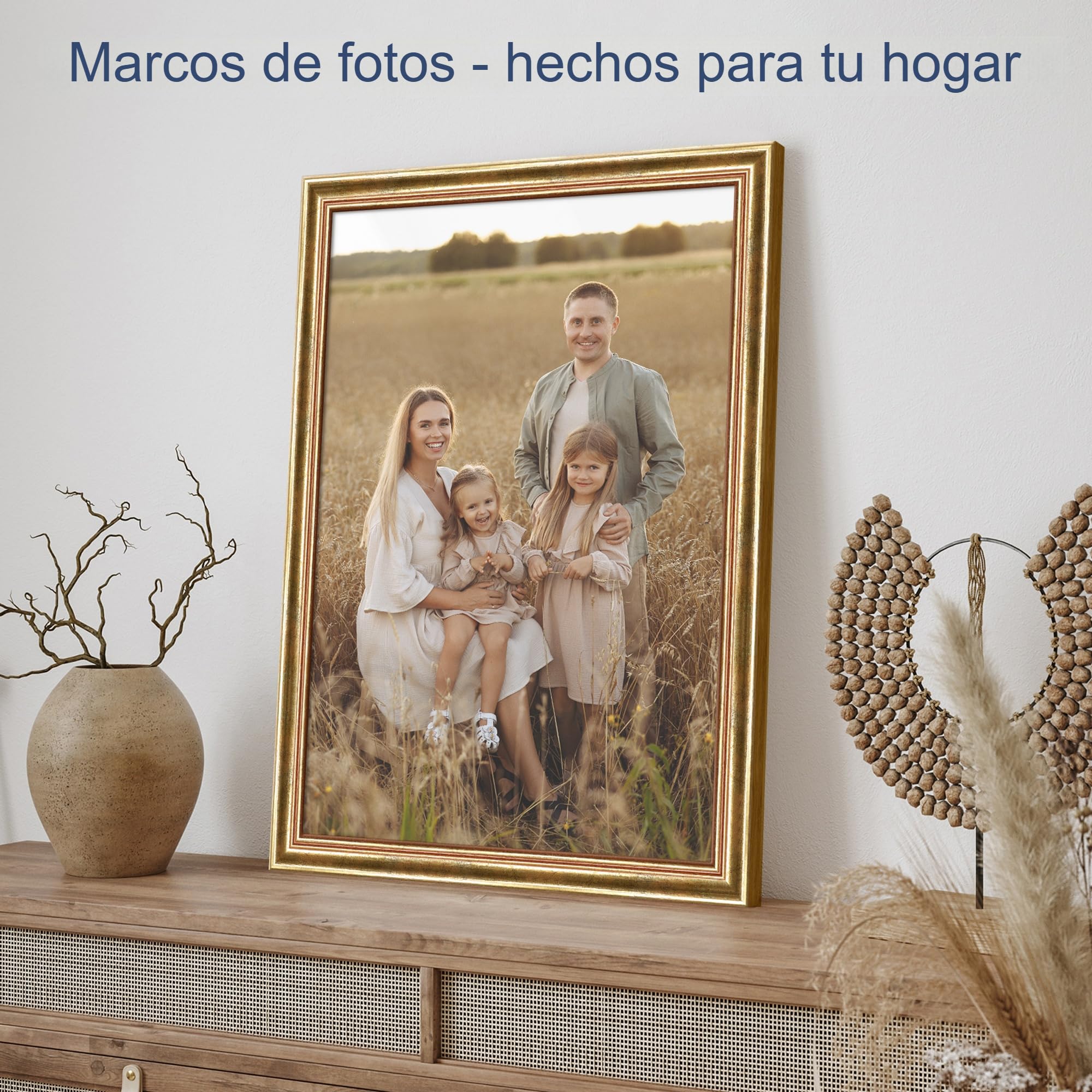 WANDStyle Marcos de fotos 30x40 cm vintage, Marco dorado para cuadro