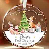 Amazon.com: Fastpeace Glass Ornament Baby's First Christmas