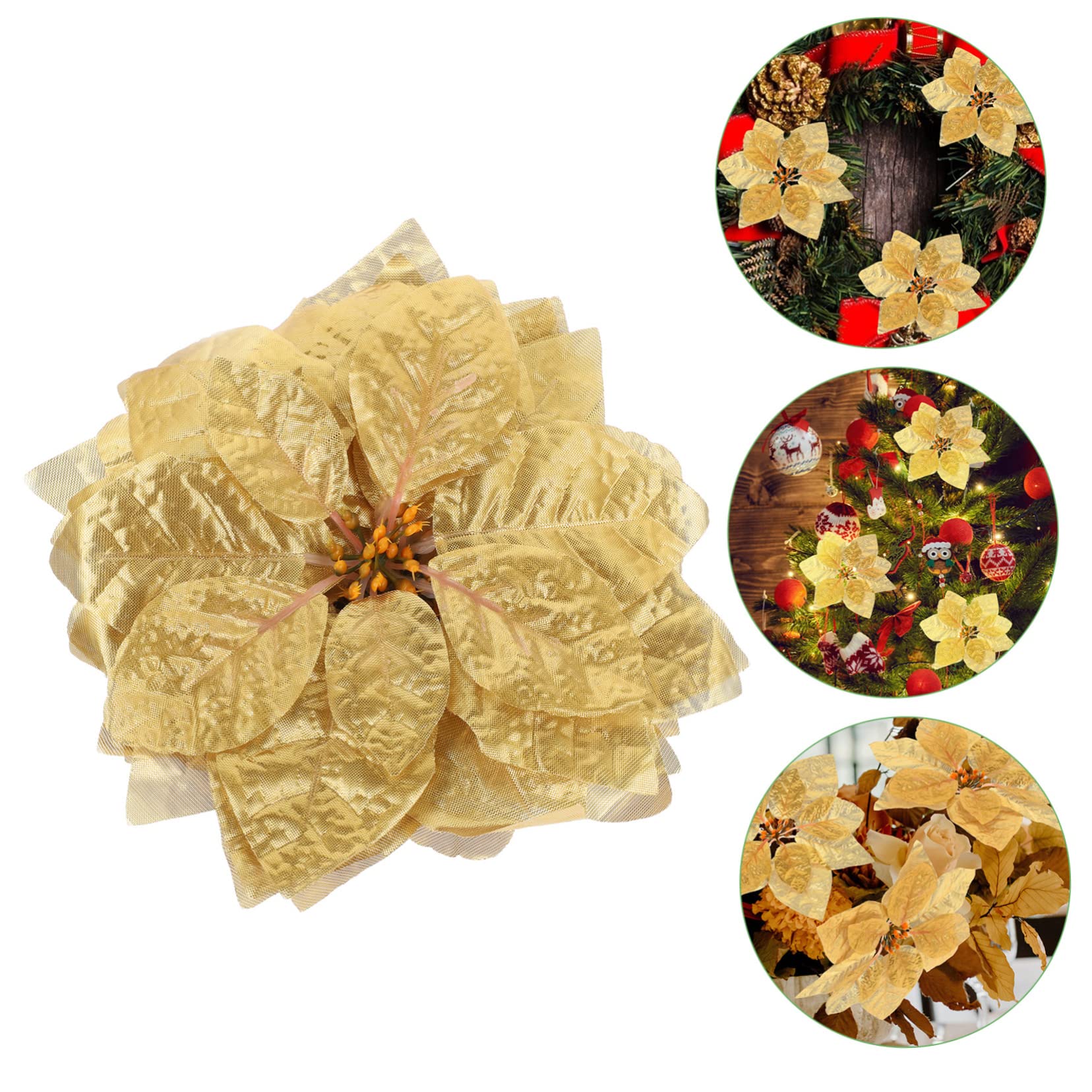 Abaodam 84stücke Glitzernde Kunst-weihnachtssterne Teiliges Künstliche Poinsettia Blumen Für Weihnachtsbaum Kränze Tischdekoration Für Festlichkeiten Sicher Und Langlebig