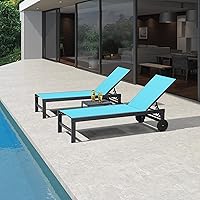 Vista 13 de PURPLE LEAF Sillón reclinable de aluminio para exteriores, 2 piezas, con ruedas y reposabrazos, para piscina, patio, playa, color beige