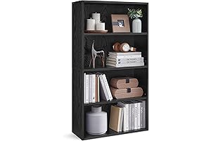 Ameriwood Home Lawrence 4 Shelf Ladder Bookcase Bundle, Black