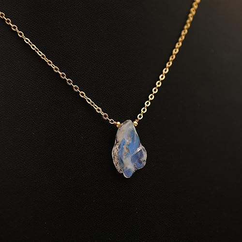 Miniatura 5 de Gempires Rainbow Moonstone Pendant Necklace June Birthstone Handmade Jewelry Hypoallergenic 18 Inch Gold Plated New Beginning Gemstone Necklaces