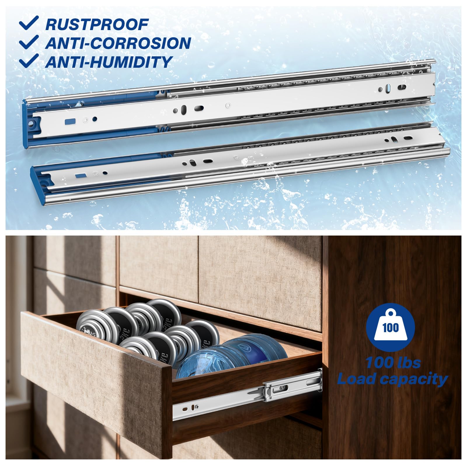 Soft Close Drawer Slides - 20 Inch Heavy Duty -6 Soft Close Drawer Slides - 20 Inch Heavy Duty -6