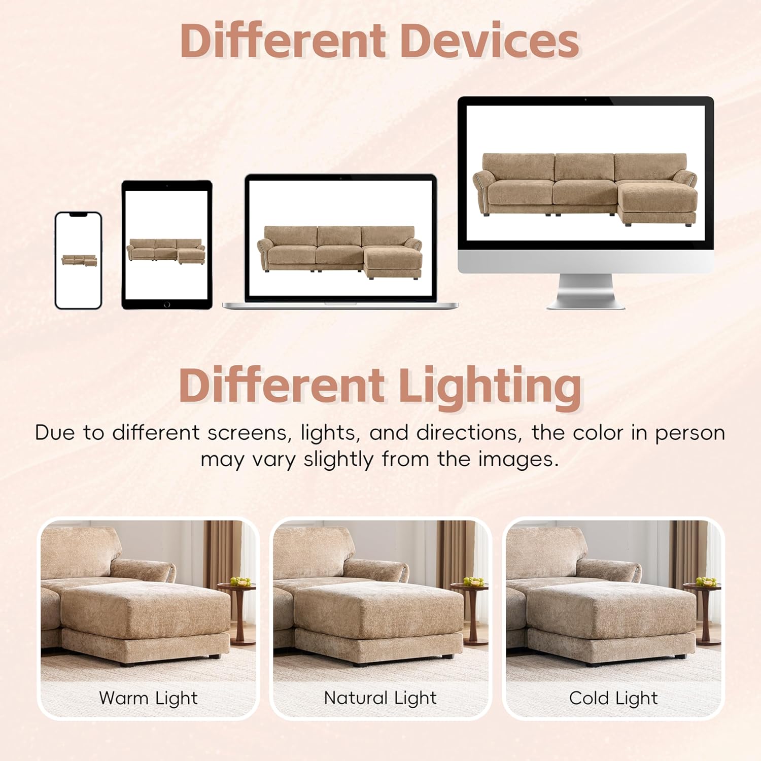 110" Modular Sectional Sofa, L-Shape with Extra-Wide Seat Cushion, USB and Type-C Charger, Petal Armrest Design, High Density Foam, Free Movement Ottoman, Wood Frame, Chenille, 4 Seat, 3 Colors