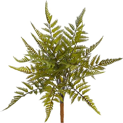 Nearly Natural Mini helecho artificial (juego de 6) plantas de seda, verde