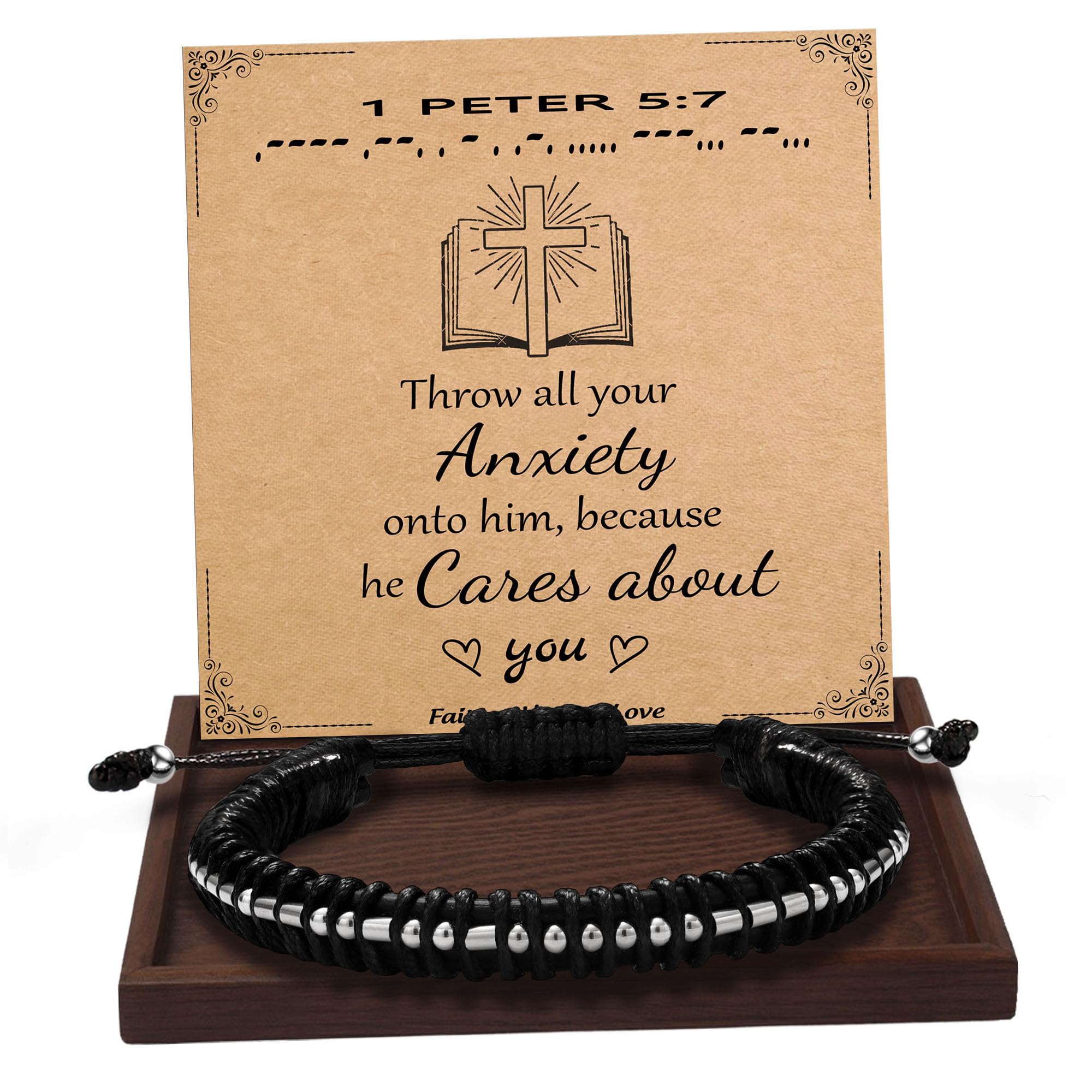 Btysun Fathers Day Gift, Gifts for Men Morse Code Bracelets for Men 2026 Graduation Gifts Mens Bracelet for Him Boyfriend Husband Leather Bracelet Motivational Birthday Jewelry Stocking Stuffers
