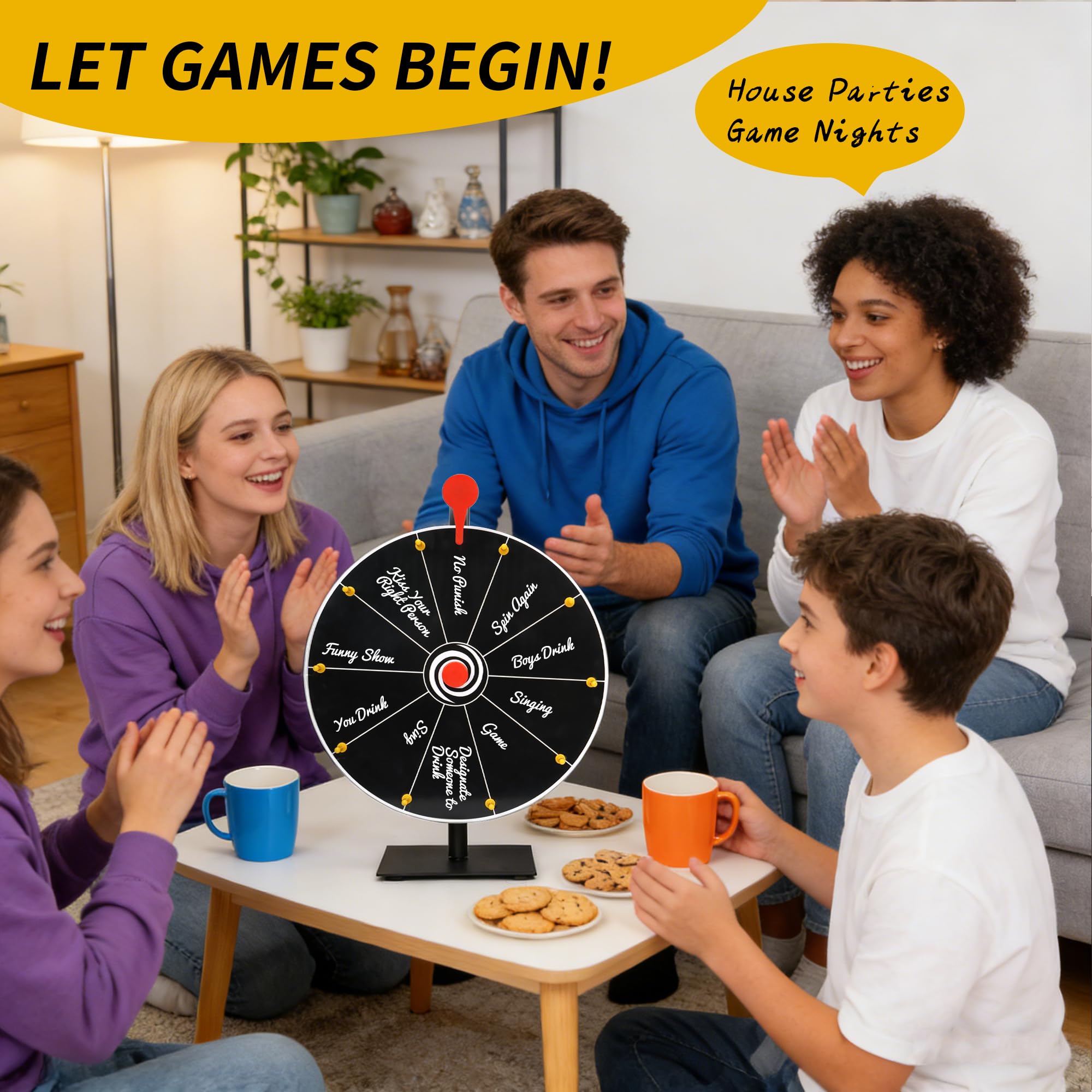jxgzyy Spin the Wheel Roue de roulette de table de 30,5 cm pour prix avec marqueurs effaçables à sec et gomme, roues rotatives noires pour salon, carnaval, fête, pub, jeu de fortune