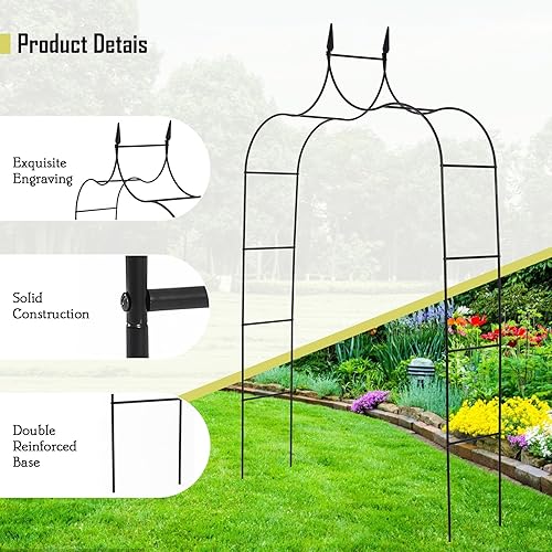 Miniatura 5 de Cenador de jardín con estilo gótico, arco de jardín de metal, arco de árbol de rosas para varias plantas trepadoras, decoración de fiesta de boda