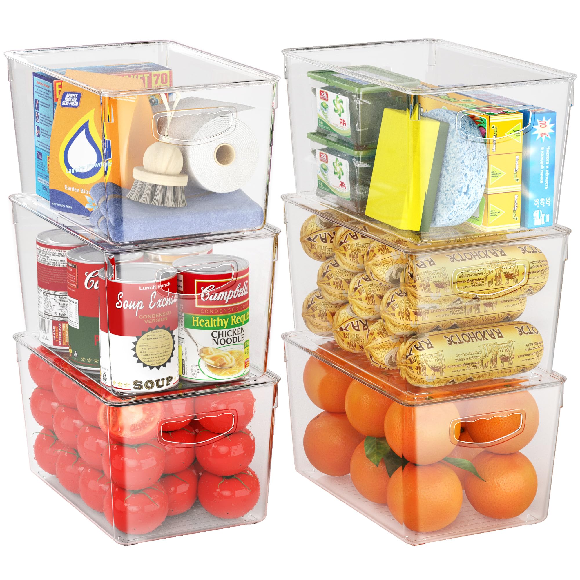 Pack Clear Storage Bins with Lids Stackable, Large Plastic Storage Bins  with Handle for Pantry Organization and Storage, Perfect Containers