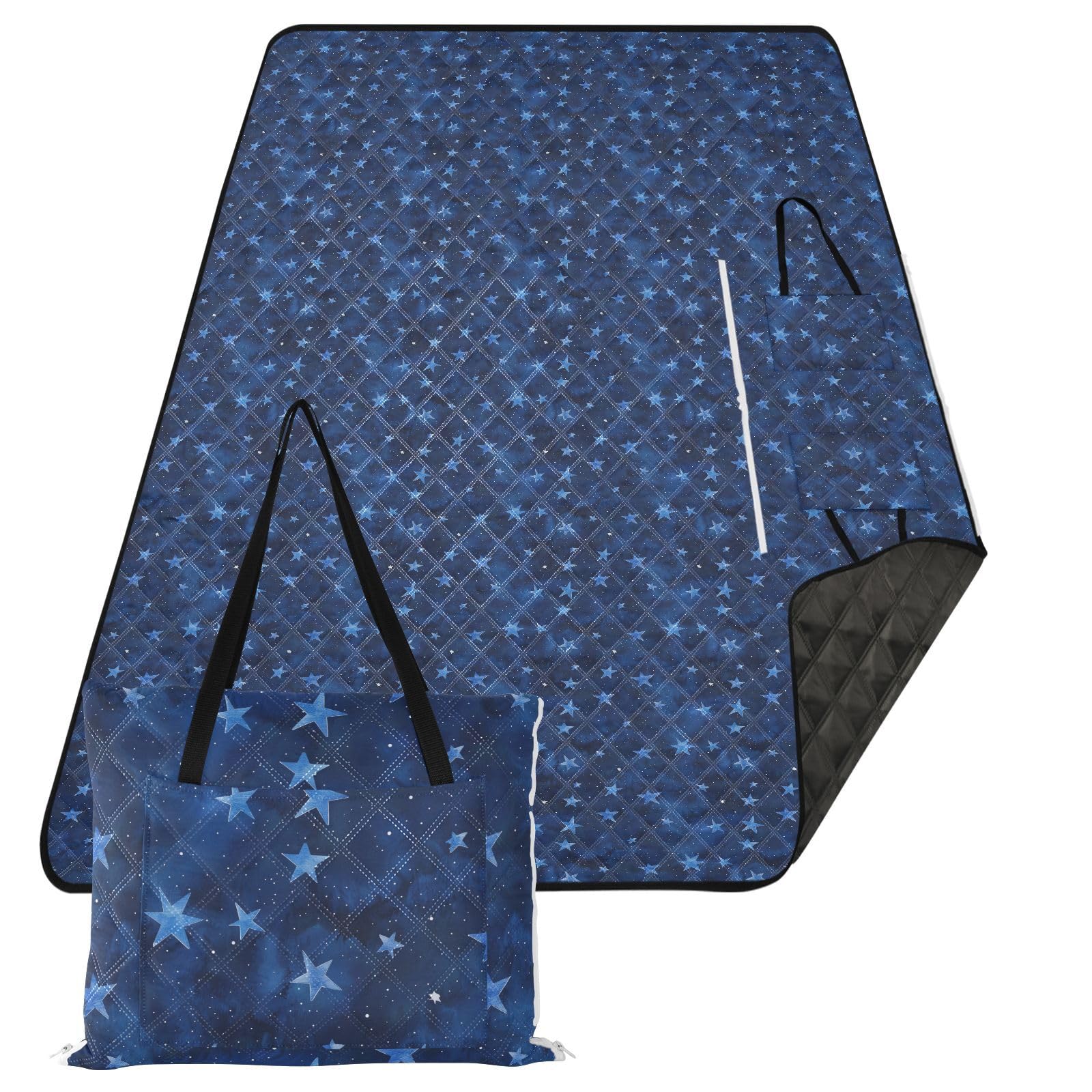 Deep Blue Stars. Coperta da picnic impermeabile pieghevole grande spiaggia campeggio coperta ripiegabile per erba concerto coperta Manta de picnic impermeabile