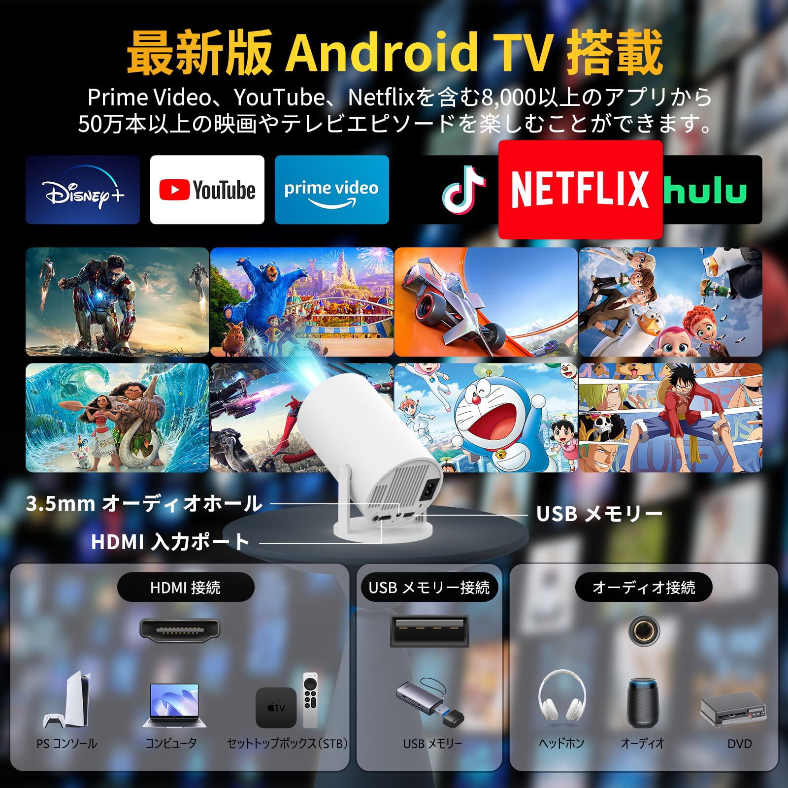 Amazon.co.jp: 【2025最新進化】 プロジェクター 家庭用 Android TV12
