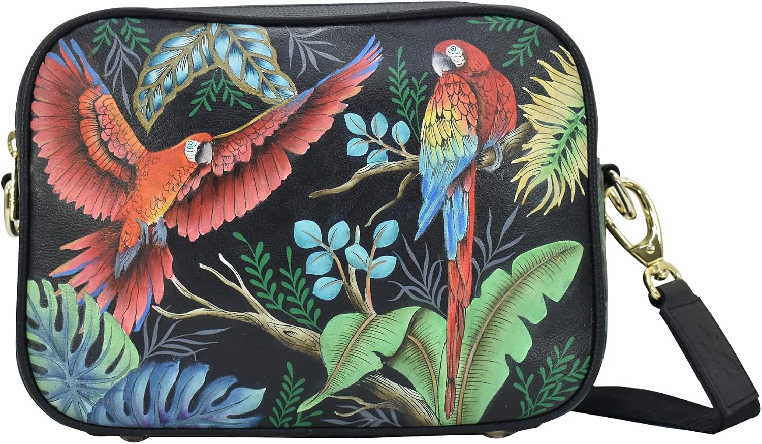 Anuschka Women’s Leather Messenger Bag – Hand-Painted Genuine Leather Handbag with Adjustable Strap - 704, Messenger Bag
