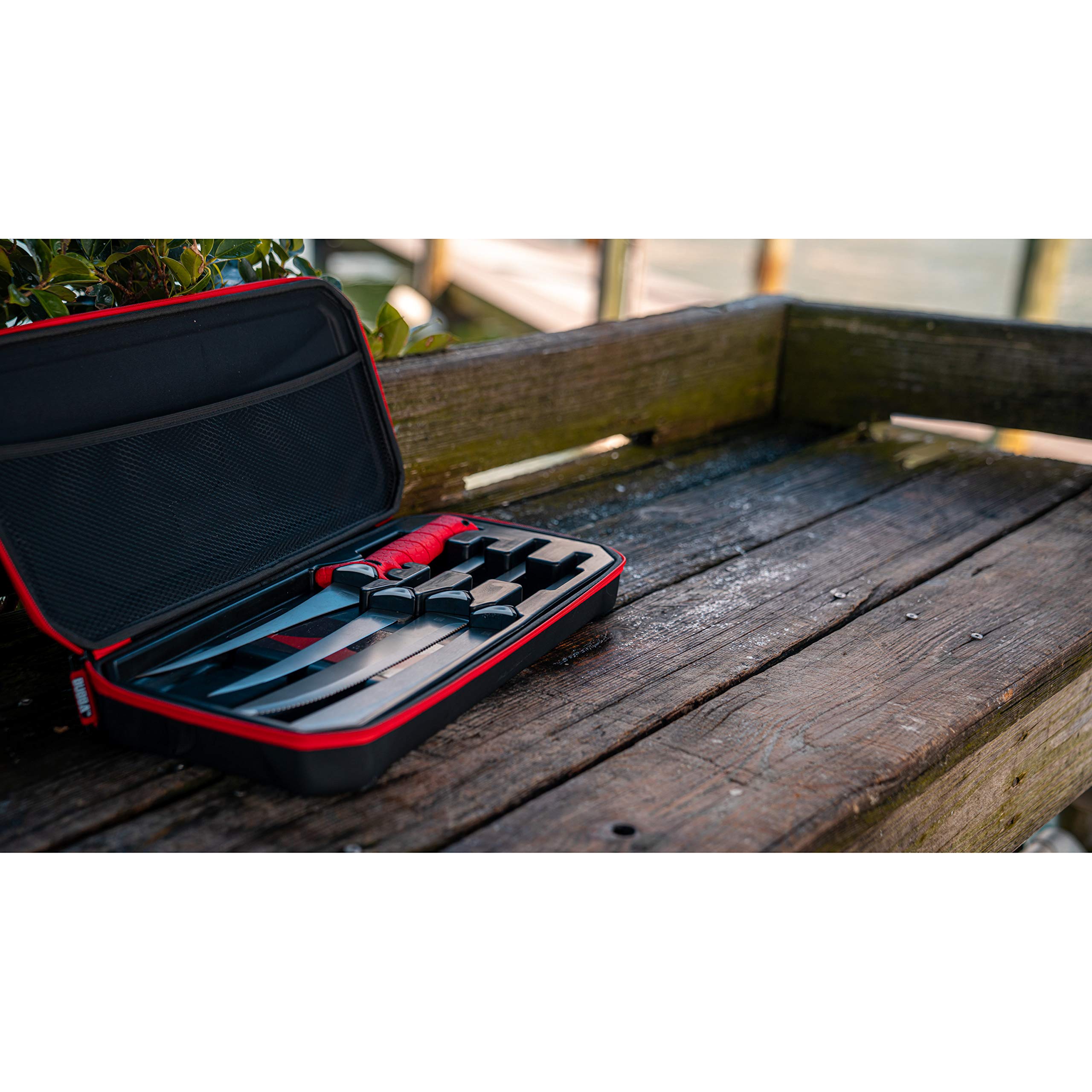BUBBA Multi-Flex Lame interchangeable avec poignée antidérapante, 4 lames antiadhésives en ti-nitrure et étui pour la pêche